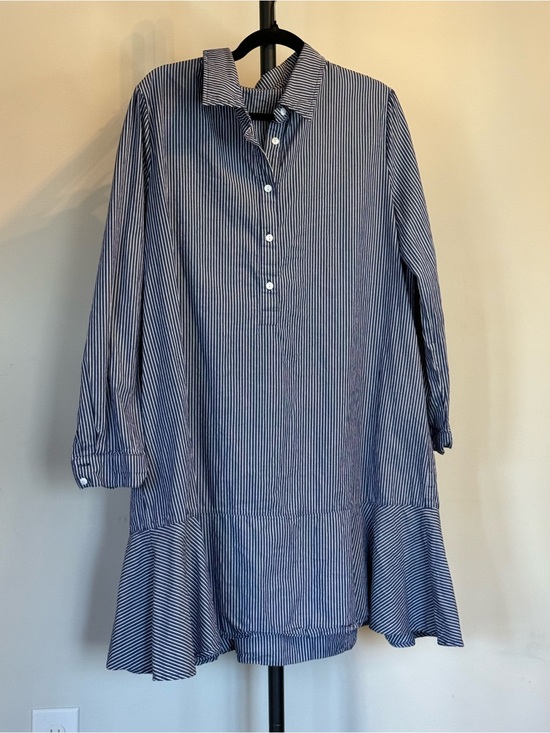 Dresses & Skirts - 3/$15. Blue Stripe Ruffle-Hem Shirt Dress